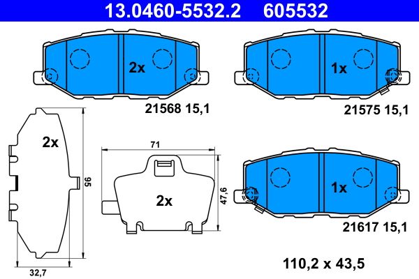 Pastillas de freno de disco ATE 13.0460-5532.2 para Suzuki Jimny