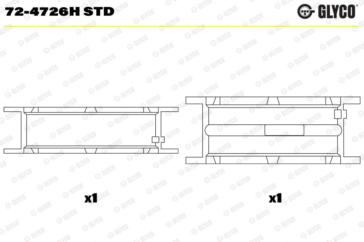 Casquillo de bancada de cigüeñal GLYCO 72-4726H STD para Mercedes-Benz Clase A (W176) 2012-2018