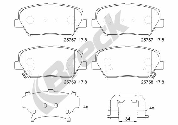 Pastillas de freno de disco BRECK 25757 00 701 00 para Hyundai Genesis