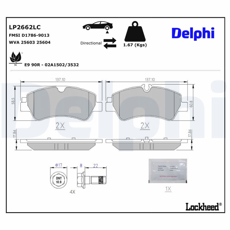 Pastillas de freno de disco DELPHI LP2662LC