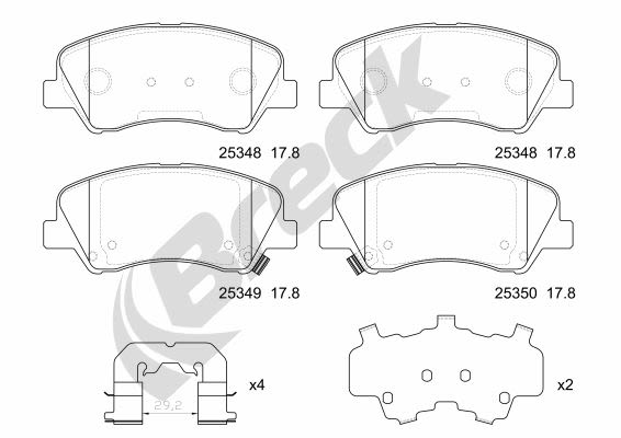 Pastillas de freno de disco BRECK 25348 00 701 00 para KIA RIO IV