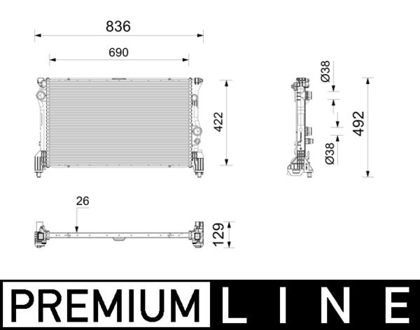 Radiador de motor MAHLE CR 2802 000P para Mercedes-Benz Sprinter 3-T (B907) 2018-