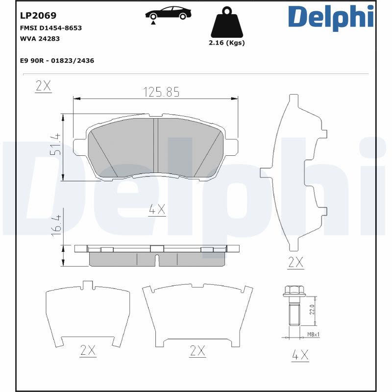 Pastillas de freno de disco DELPHI LP2069 para Suzuki Swift V