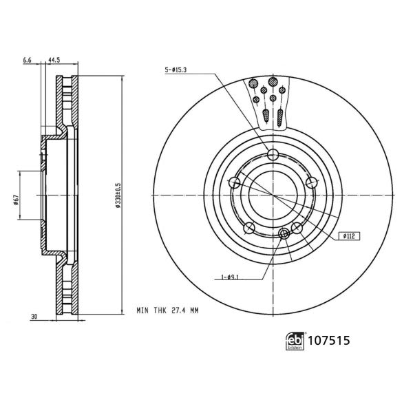 Disco de freno FEBI 107515 para Mercedes-Benz Clase A (V177) 2018-