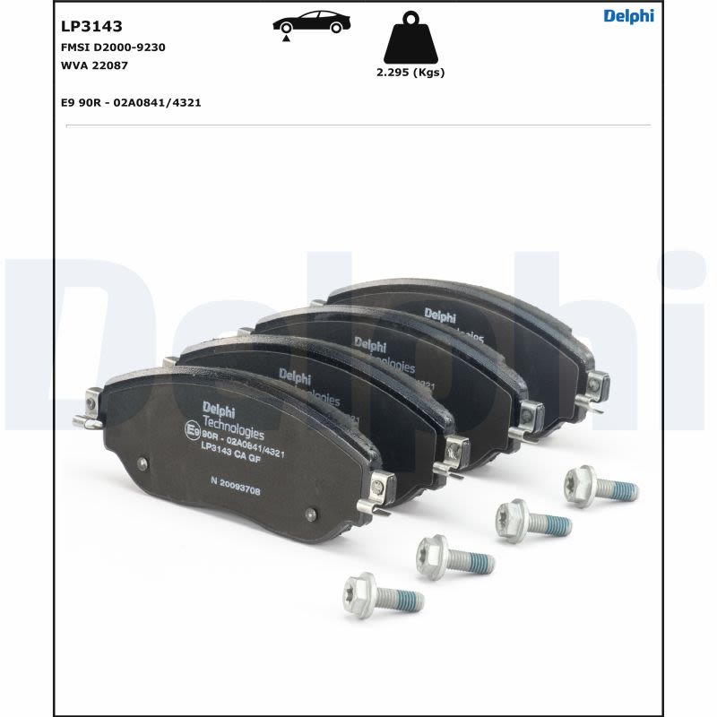 Pastillas de freno de disco DELPHI LP3143 para Nissan NV300