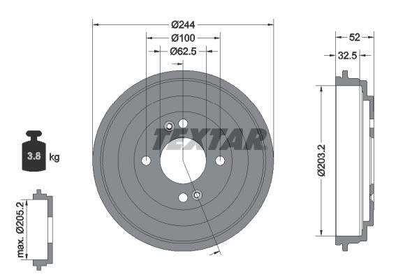 Tambor de freno TEXTAR 94050400 para Hyundai I20 III