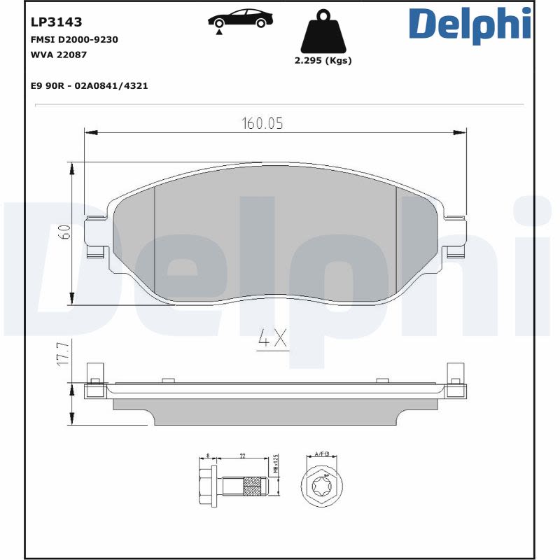 Pastillas de freno de disco DELPHI LP3143 para Nissan NV300