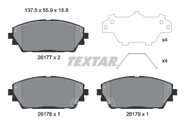 Pastillas de freno de disco TEXTAR 2617701 para Mazda 3