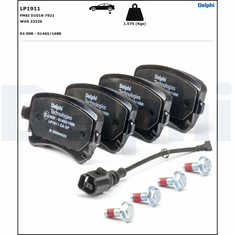 Pastillas de freno de disco DELPHI LP1911 para Volkswagen Transporter T5