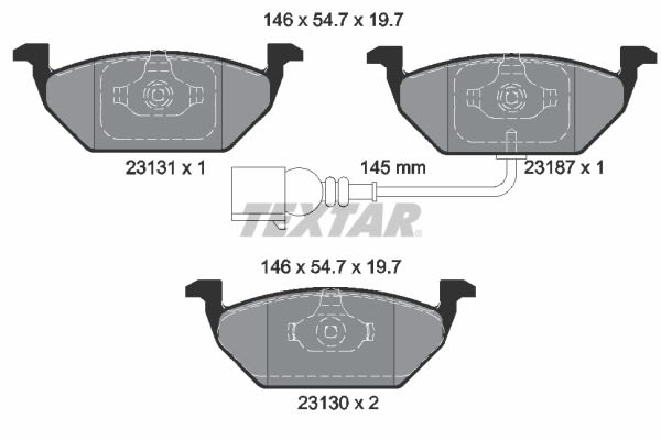 Pastillas de freno de disco TEXTAR 2313101 para Audi A3