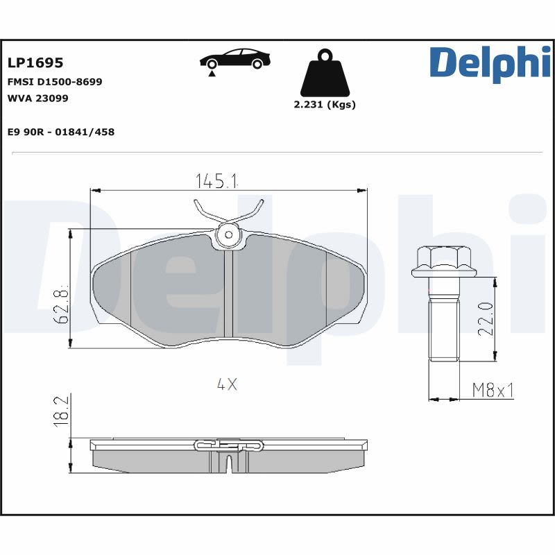 Pastillas de freno de disco DELPHI LP1695 para Nissan Primast