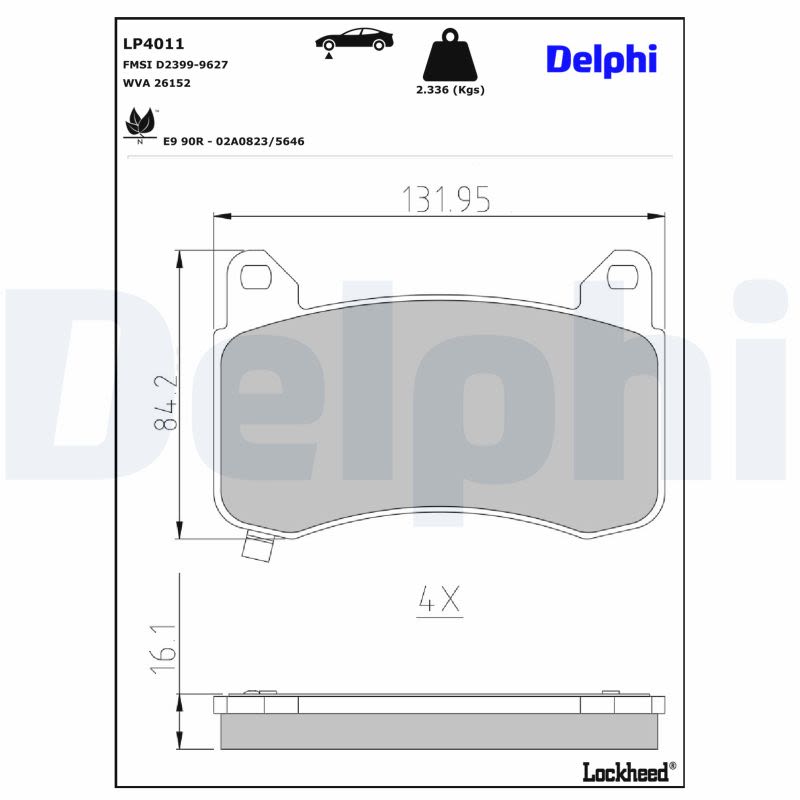 Pastillas de freno de disco DELPHI LP4011 para Tesla Model 3