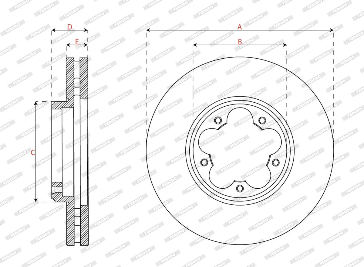 Disco de freno FERODO DDF3059C para Ford Transit V363