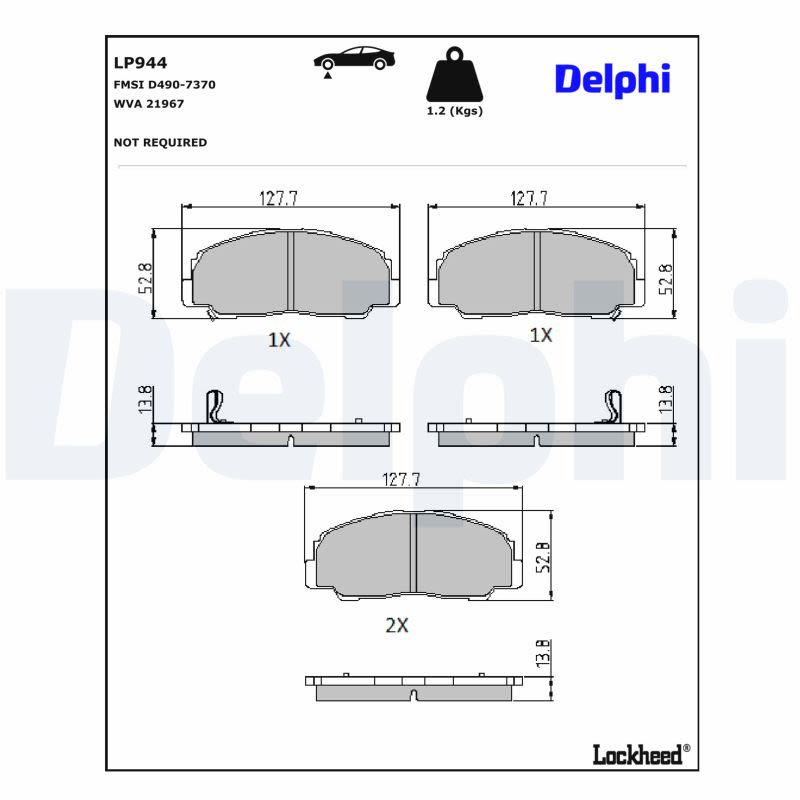 Pastillas de freno de disco DELPHI LP944 para Daihatsu Rocky