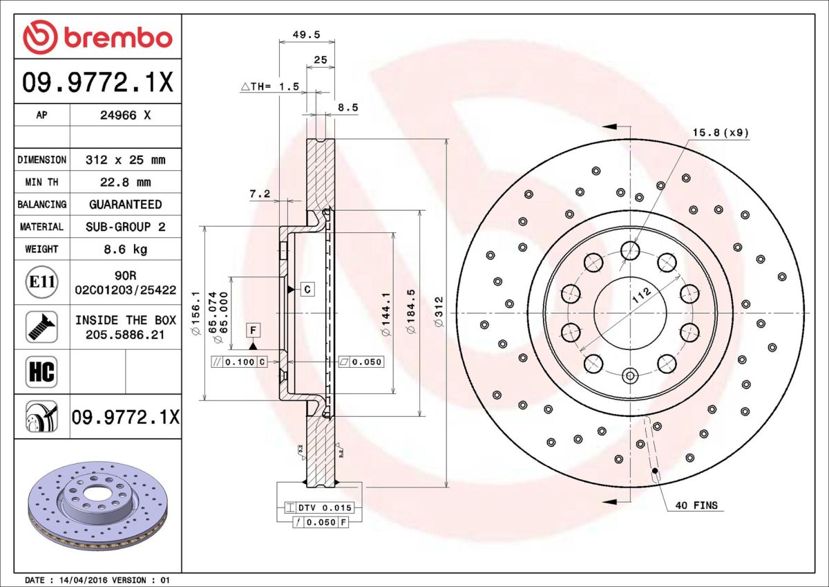 Disco de freno BREMBO 09.9772.1X