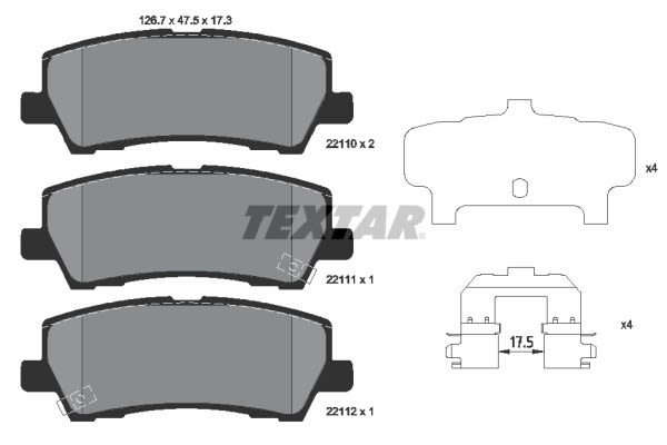 Pastillas de freno de disco TEXTAR 2211001 para Ford USA Mustang 2.3/3.7/5.0