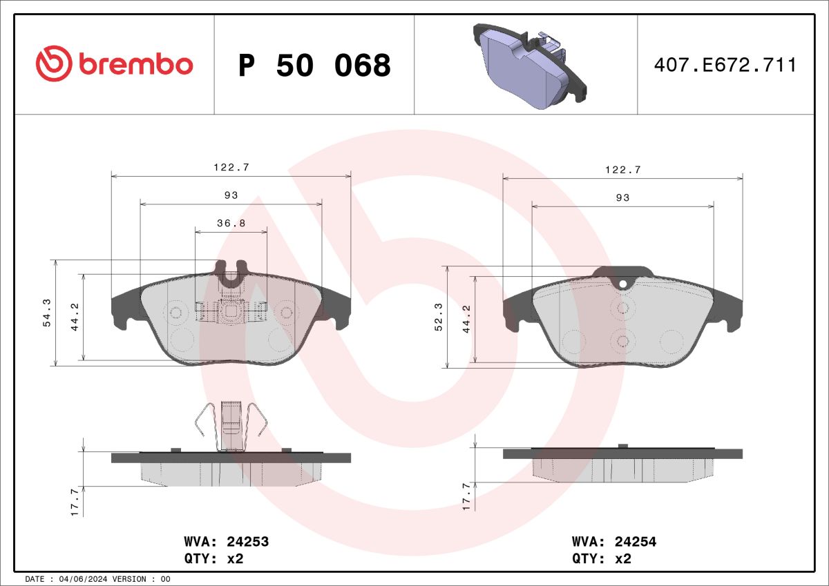 Pastillas de freno de disco BREMBO P 50 068 para Mercedes-Benz Clase C (C204) 2011-
