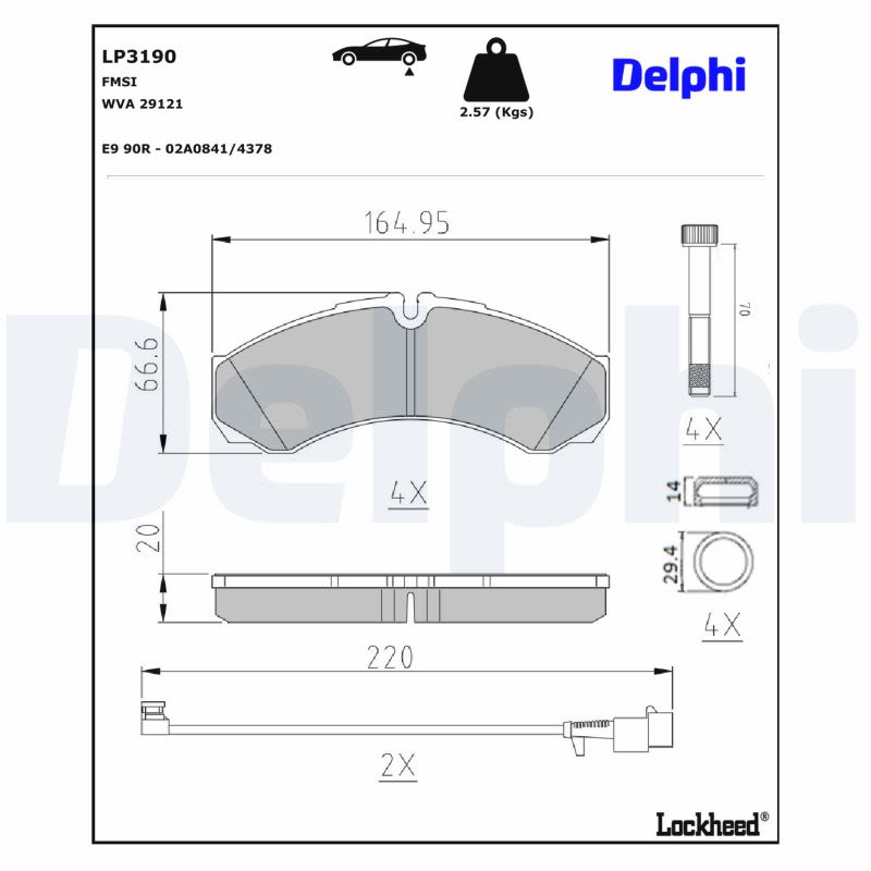 Pastillas de freno de disco DELPHI LP3190 para Iveco Daily I