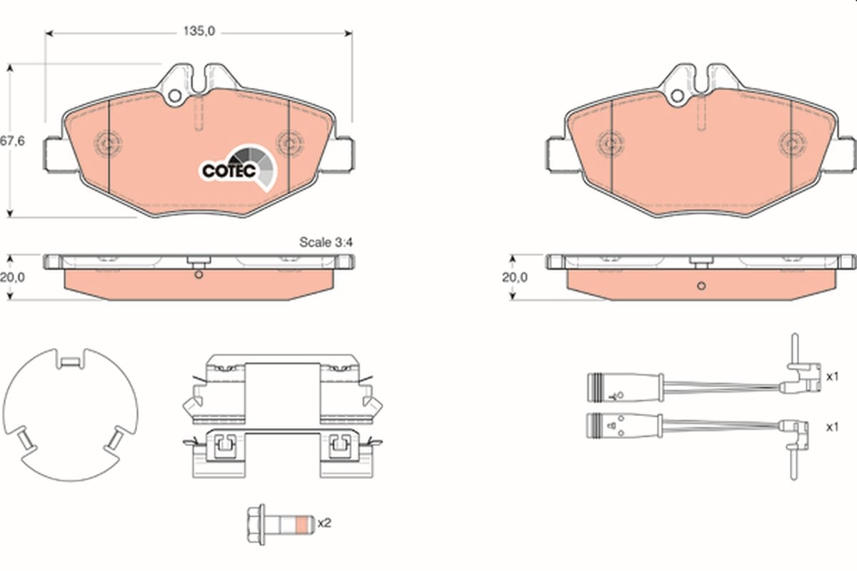Pastillas de freno de disco TRW GDB1542 para Mercedes-Benz Clase E (VF211) 2003-2009