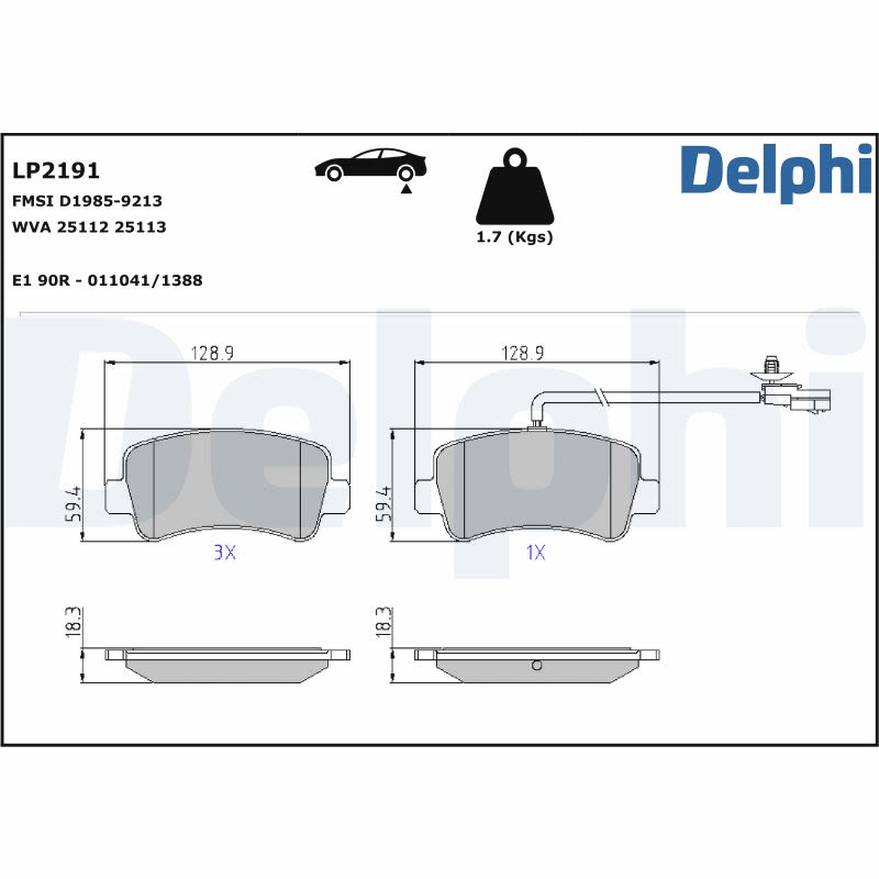 Pastillas de freno de disco DELPHI LP2191 para Nissan NV400