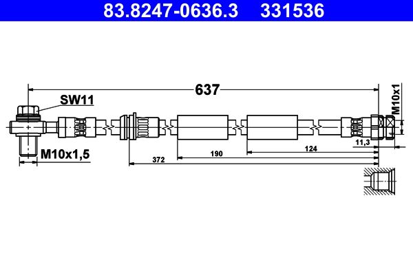 Manguera de freno ATE 83.8247-0636.3 para Audi A3