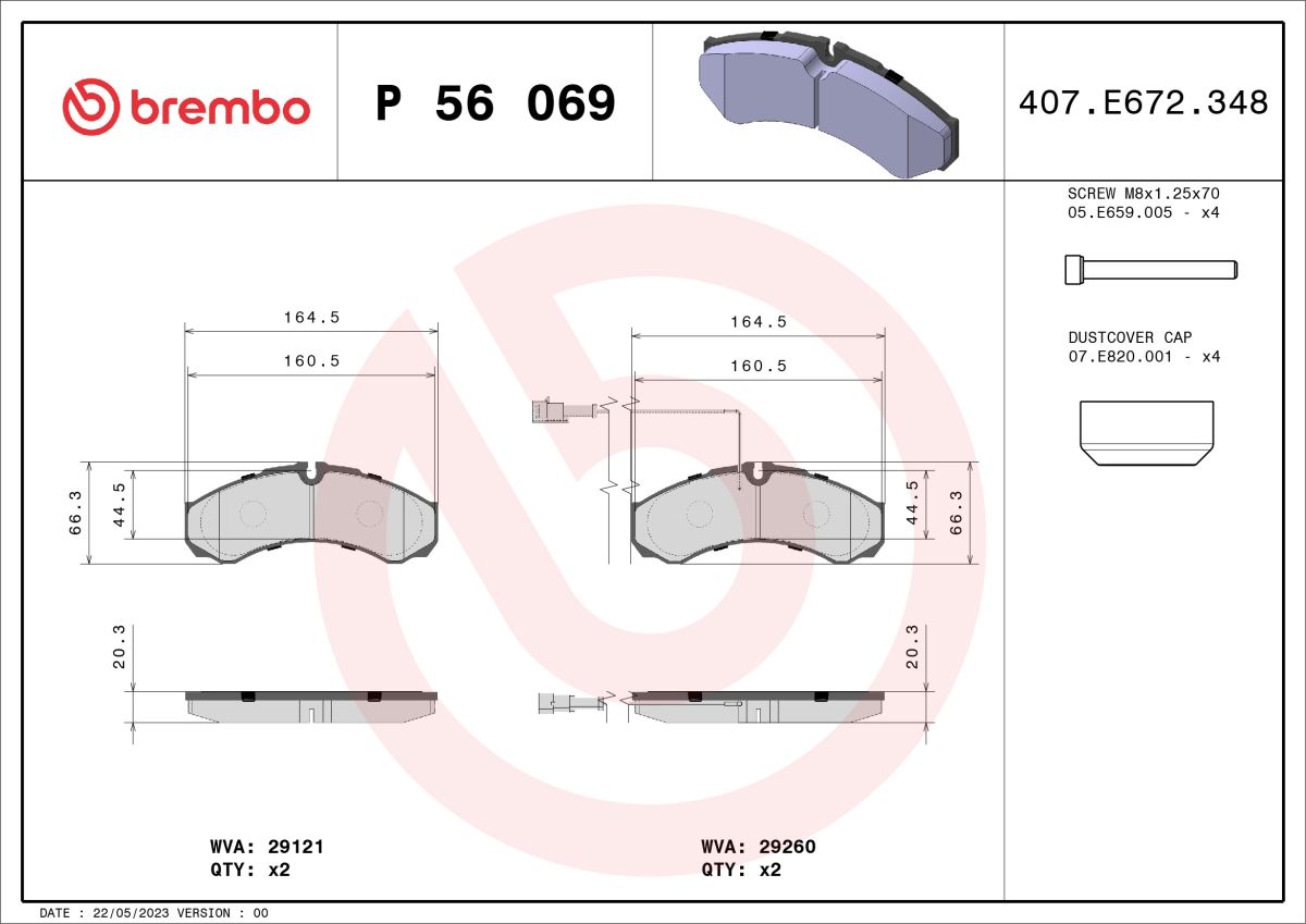 Pastillas de freno de disco BREMBO P 56 069 para Iveco Daily I