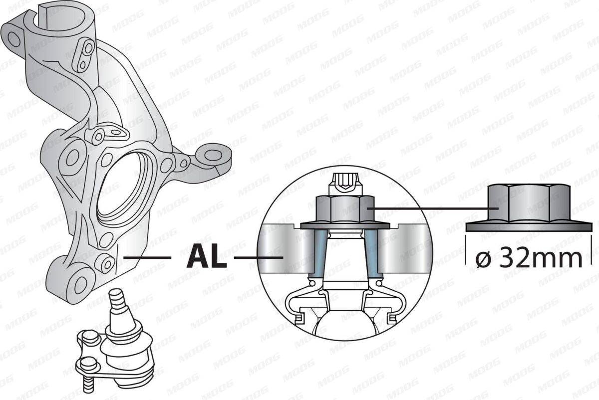 Rótula MOOG VO-BJ-5012 para Audi A3