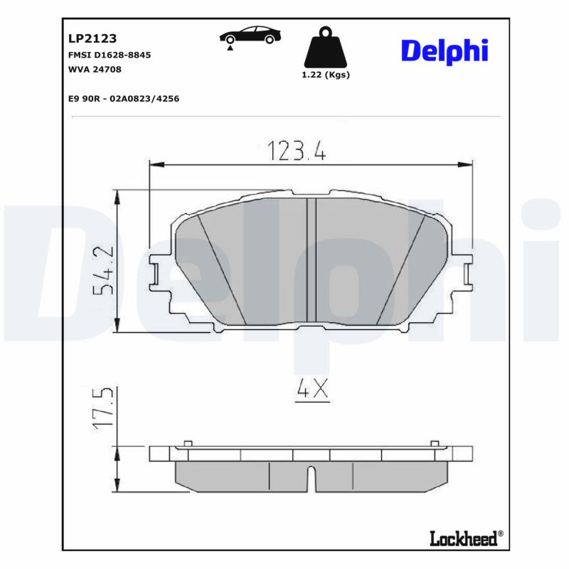 Pastillas de freno de disco DELPHI LP2123 para Toyota Yaris