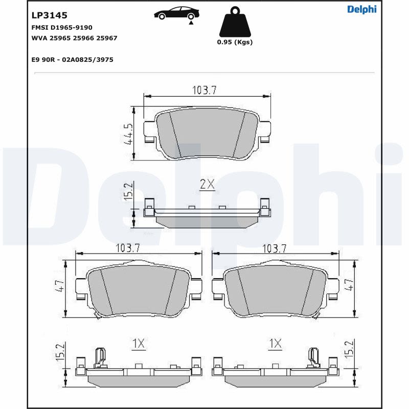 Pastillas de freno de disco DELPHI LP3145 para Nissan Leaf