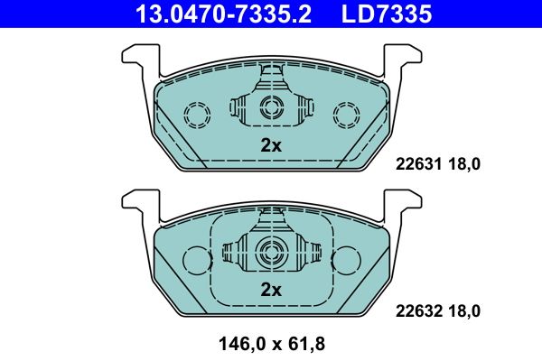 Pastillas de freno de disco ATE 13.0470-7335.2 para Volkswagen Polo VI