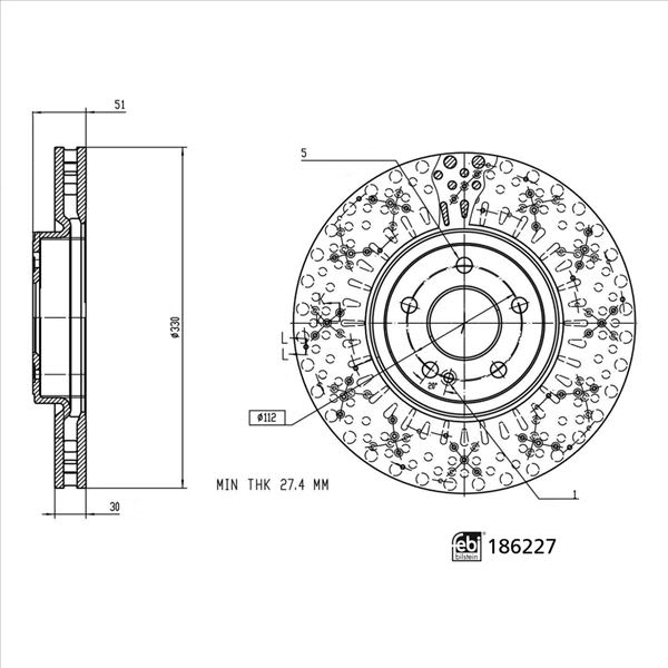 Disco de freno FEBI 186227 para Mercedes-Benz Clase A (V177) 2018-