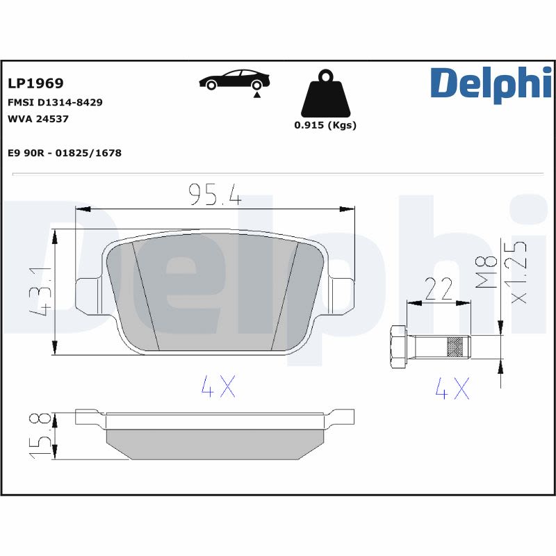 Pastillas de freno de disco DELPHI LP1969 para Ford Focus II
