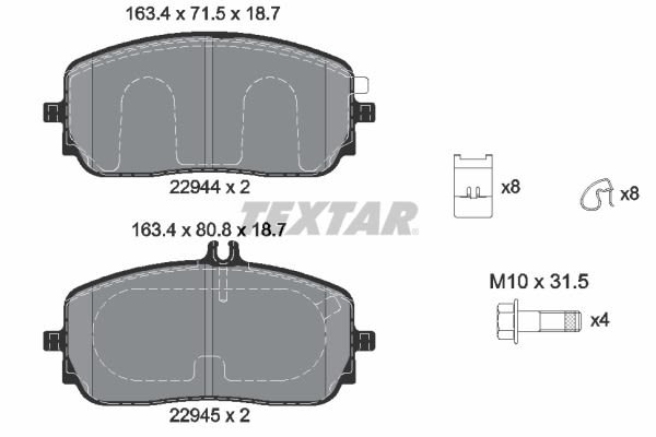 Pastillas de freno de disco TEXTAR 2294401 para Mercedes-Benz Clase A (V177) 2018-