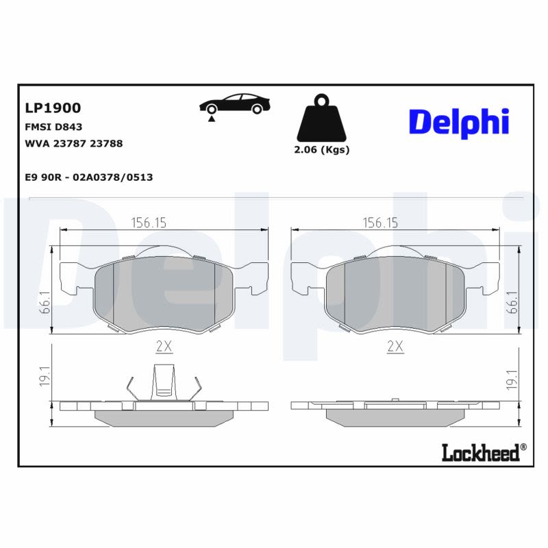 Pastillas de freno de disco DELPHI LP1900 para Ford Maverick