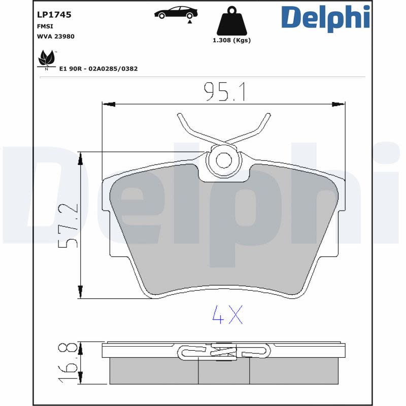Pastillas de freno de disco DELPHI LP1745 para Volkswagen Transporter T4