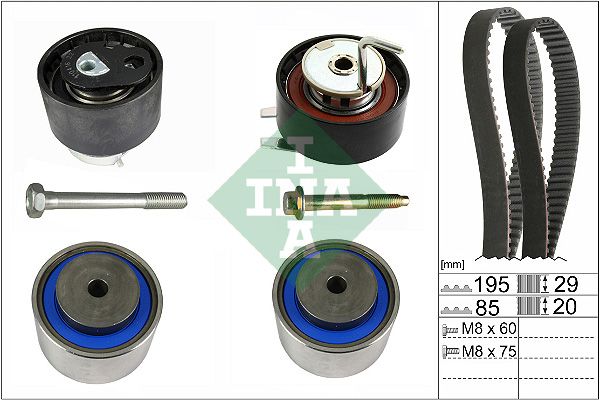 Kit de correa de distribución INA 530 0764 10 para Jaguar XF I
