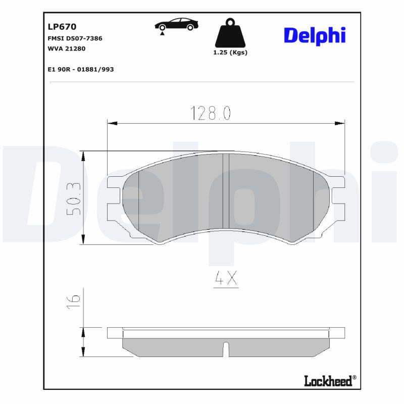 Pastillas de freno de disco DELPHI LP670 para Nissan Nav
