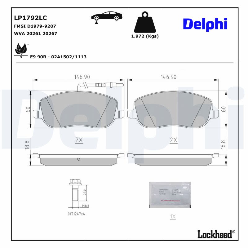 Pastillas de freno de disco DELPHI LP1792LC para Peugeot 807