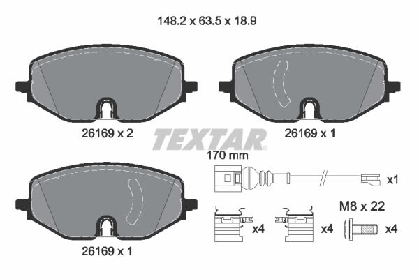 Pastillas de freno de disco TEXTAR 2616901 para Audi A3