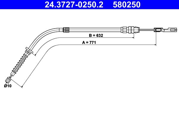 Cable de freno de mano ATE 24.3727-0250.2