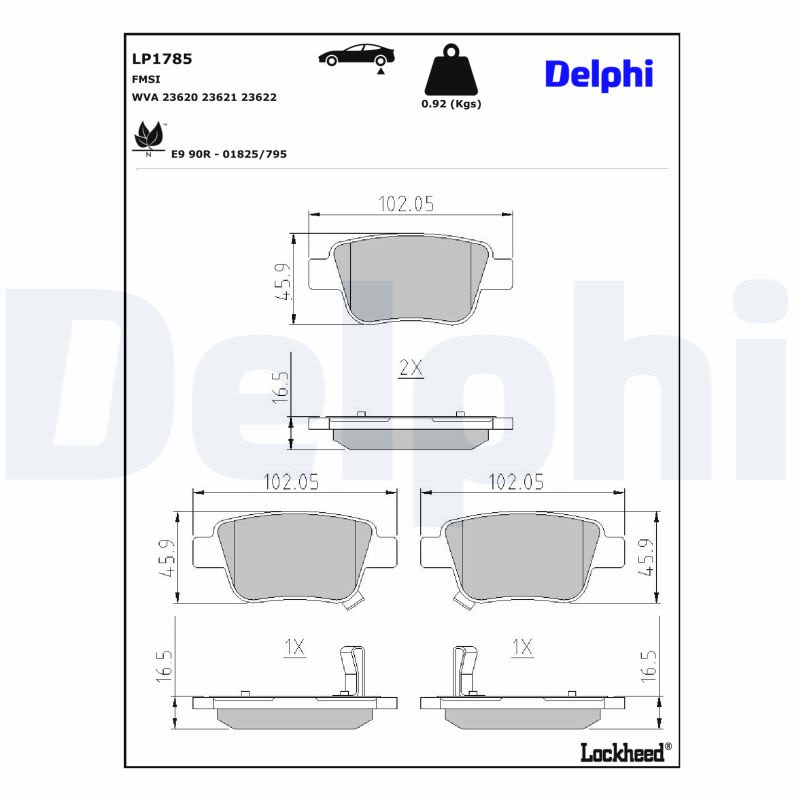 Pastillas de freno de disco DELPHI LP1785 para Toyota Corolla Verso