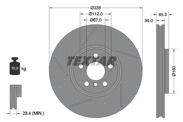 Disco de freno TEXTAR 92317105 para Mini Clubman (F54) 2014-
