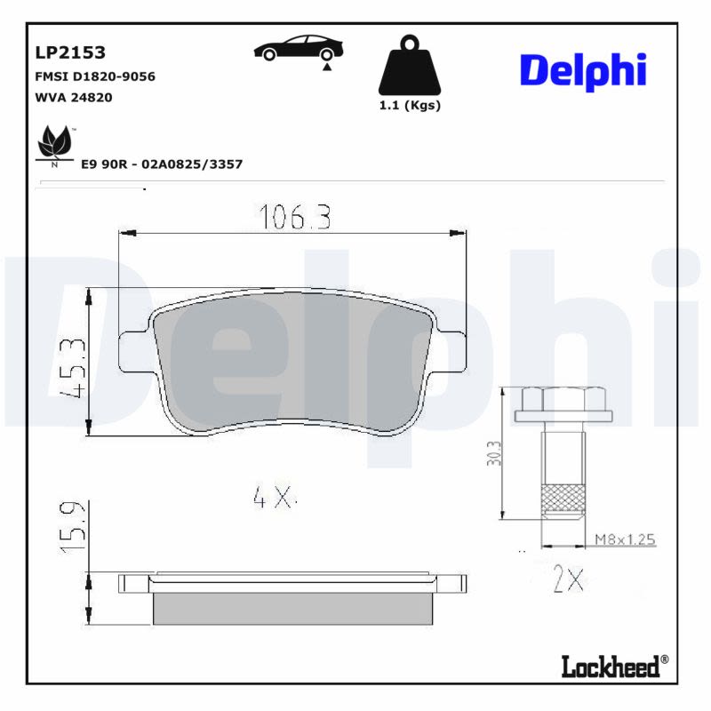 Pastillas de freno de disco DELPHI LP2153 para Renault Clio V
