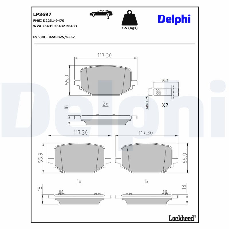 Pastillas de freno de disco DELPHI LP3697 para Ford USA Explore