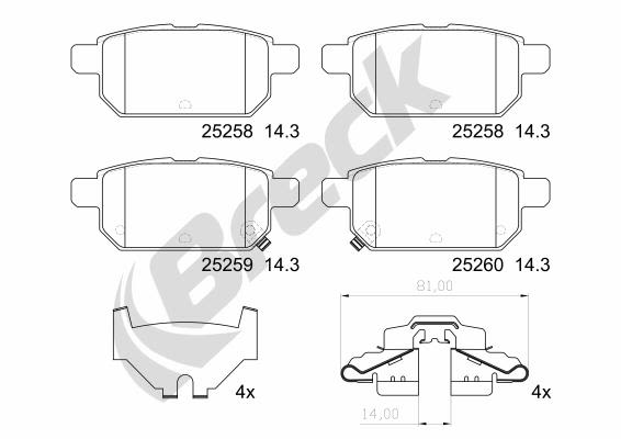 Pastillas de freno de disco BRECK 25258 00 704 00 para Suzuki Swift V