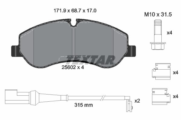 Pastillas de freno de disco TEXTAR 2560201 para Ford Transit V363
