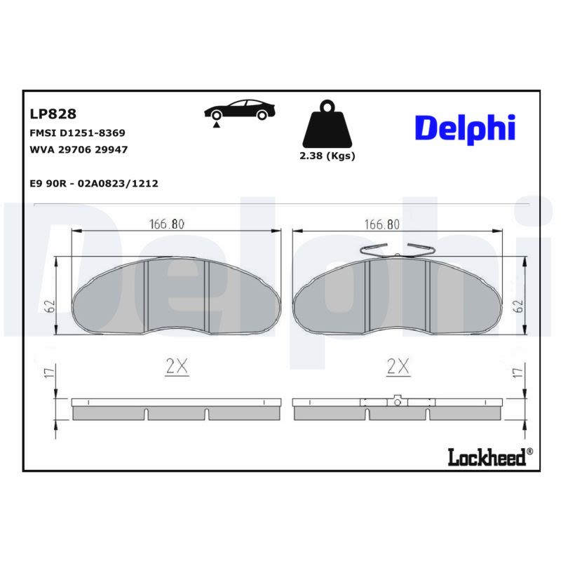 Pastillas de freno de disco DELPHI LP828 para Nissan Trade