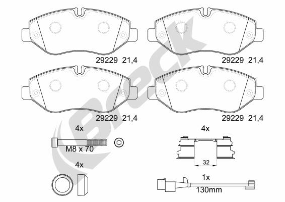 Pastillas de freno de disco BRECK 29229 00 703 00 para Iveco Daily V