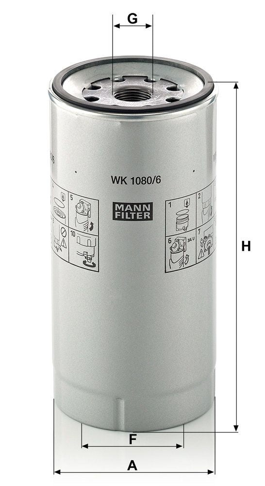 Filtro de combustible MANN-FILTER WK 1080/6 x para Mercedes-Benz Atego 2