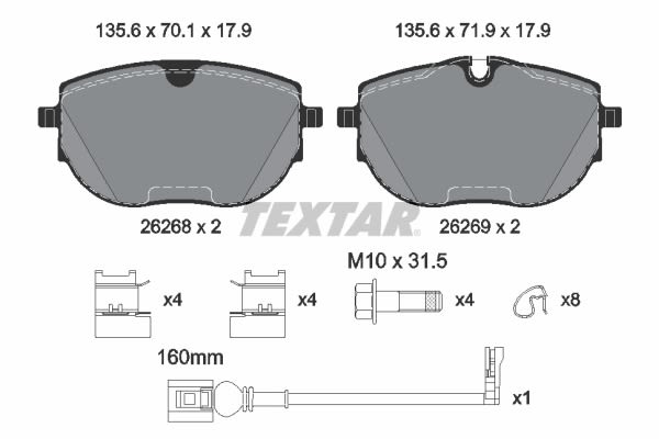 Pastillas de freno de disco TEXTAR 2626801 para Volkswagen Transporter T6